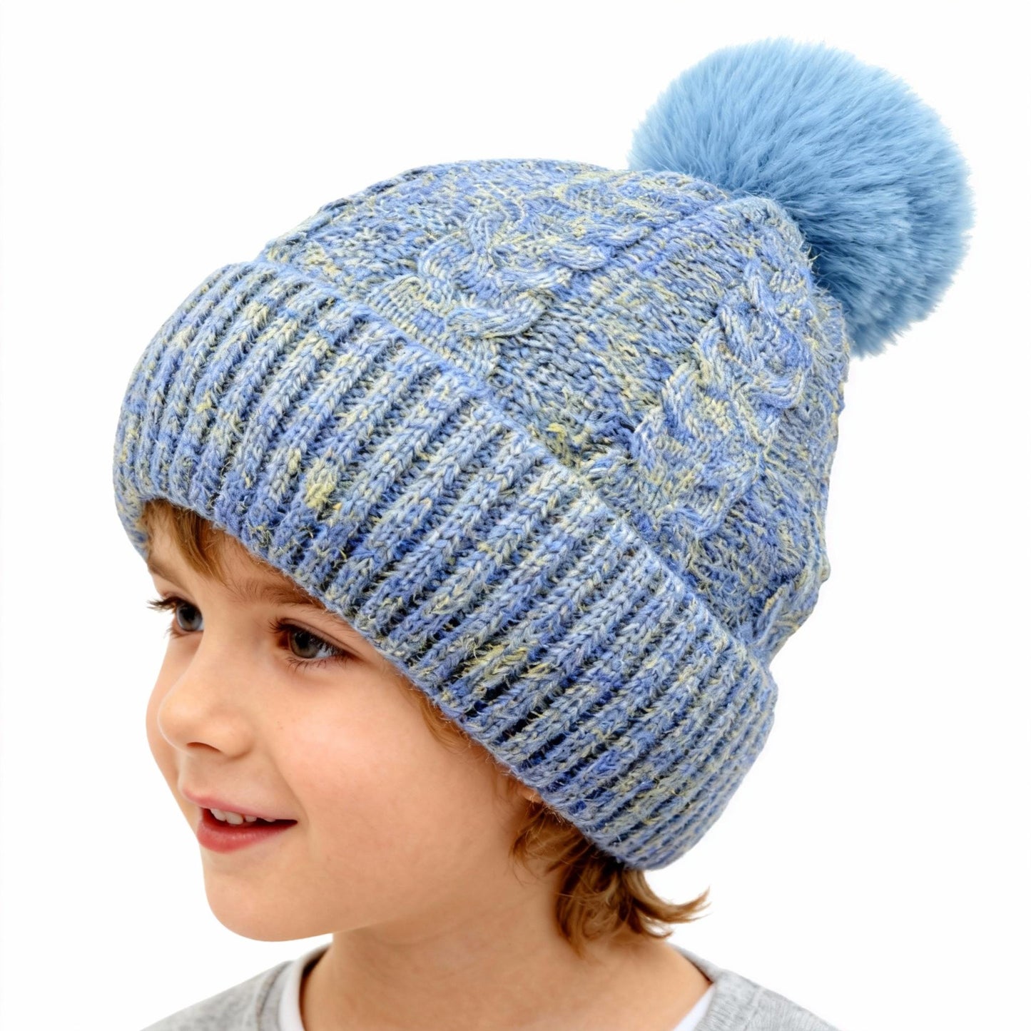 Women's Winter Fleece Lined Colorful Knit Hat with Pom Pom & Ear Flaps Thickened Cold Resistant for Cozy Days and Skiing