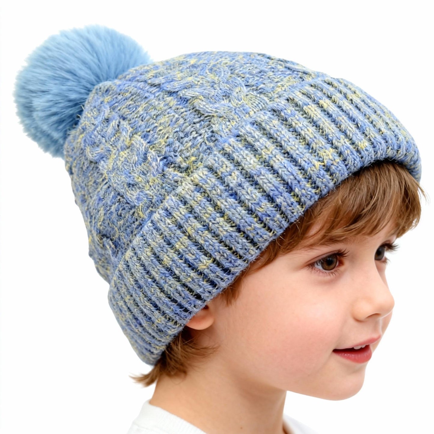 Women's Winter Fleece Lined Colorful Knit Hat with Pom Pom & Ear Flaps Thickened Cold Resistant for Cozy Days and Skiing