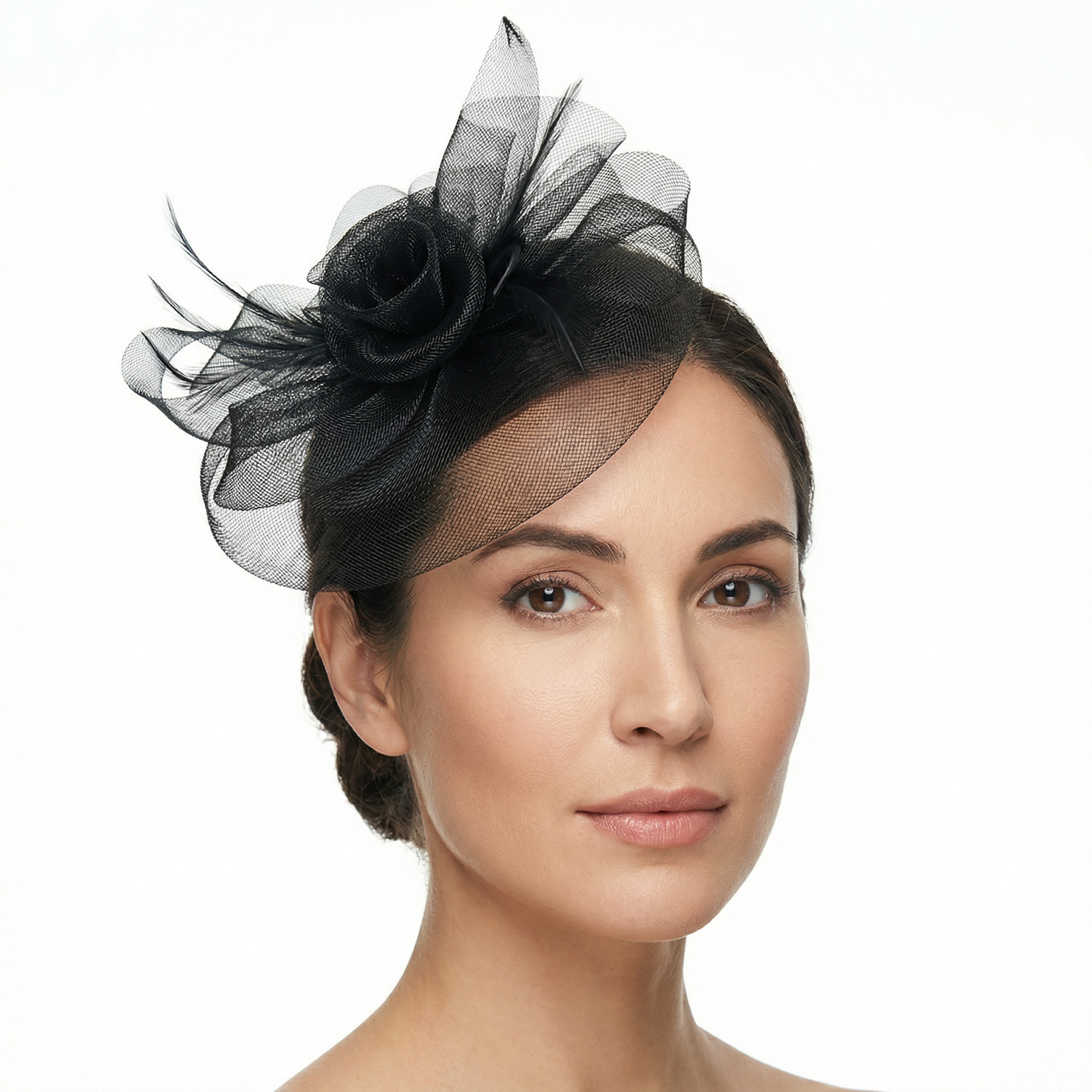 Folded Bow Fascinator with Tipped Feathers
