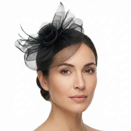 Folded Bow Fascinator with Tipped Feathers