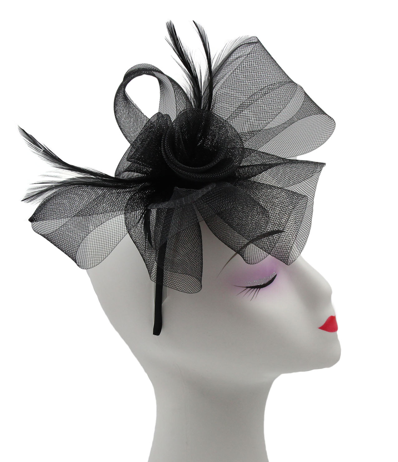 Folded Bow Fascinator with Tipped Feathers