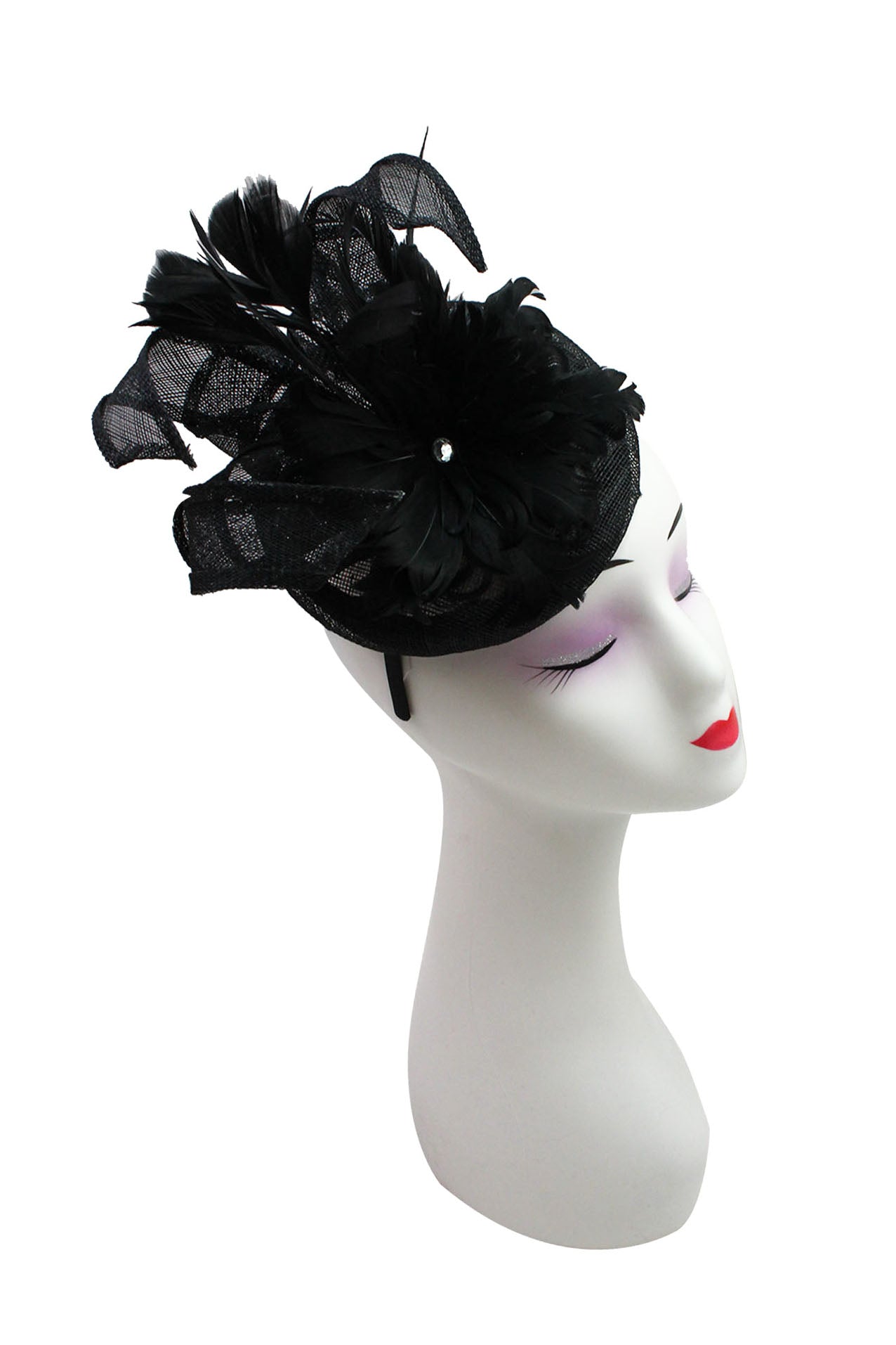 Round Pillbox Feather Flower Centered Fascinator for Elegant Occasions