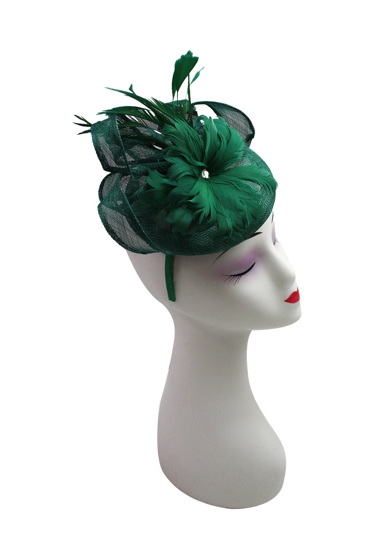 Round Pillbox Feather Flower Centered Fascinator for Elegant Occasions