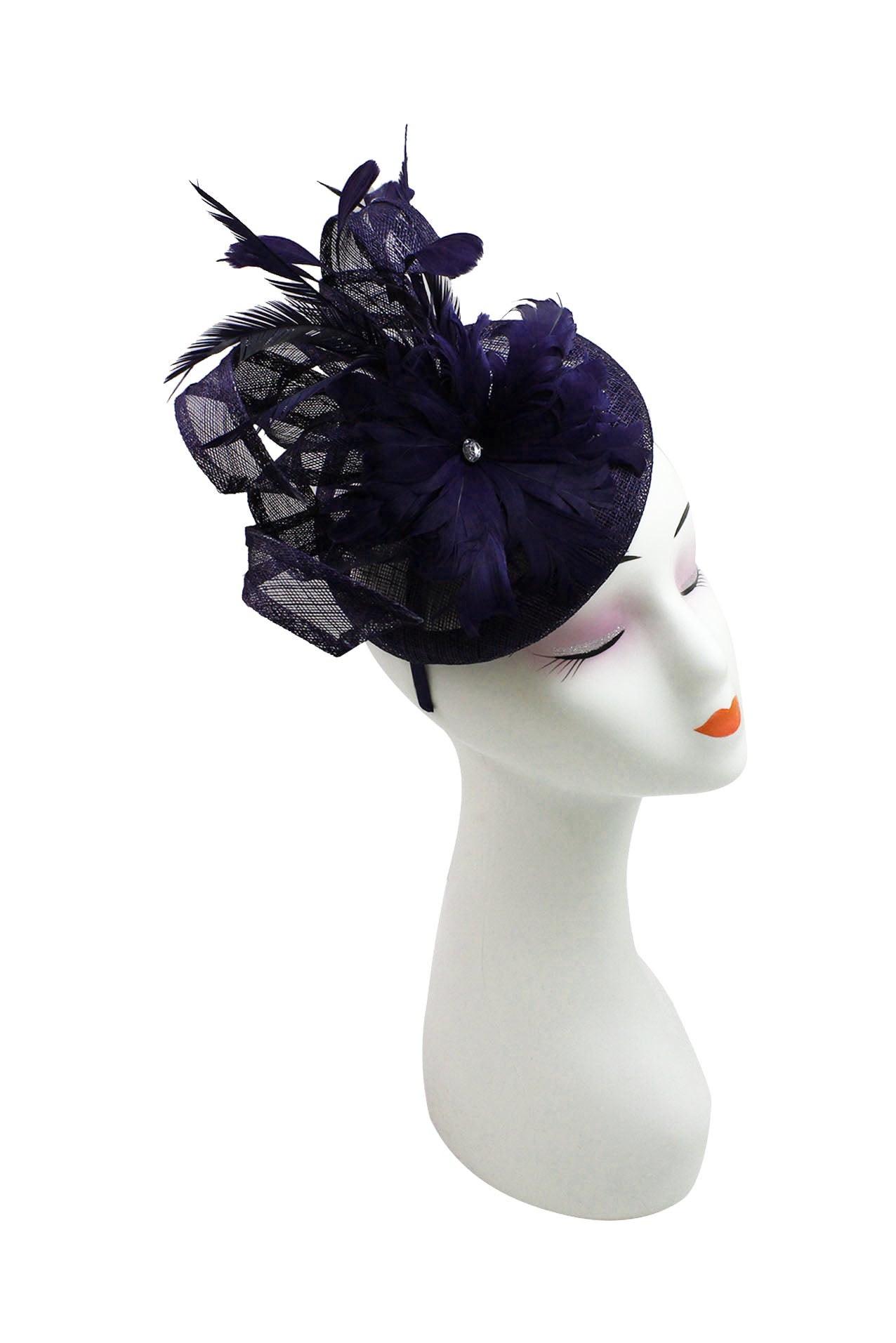 Round Pillbox Feather Flower Centered Fascinator for Elegant Occasions