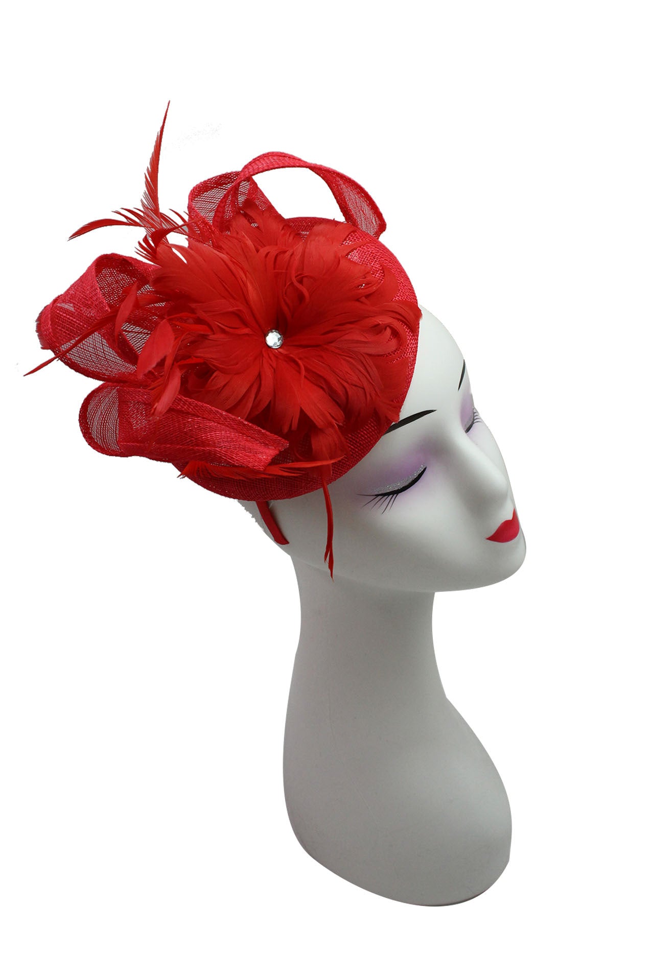 Round Pillbox Feather Flower Centered Fascinator for Elegant Occasions