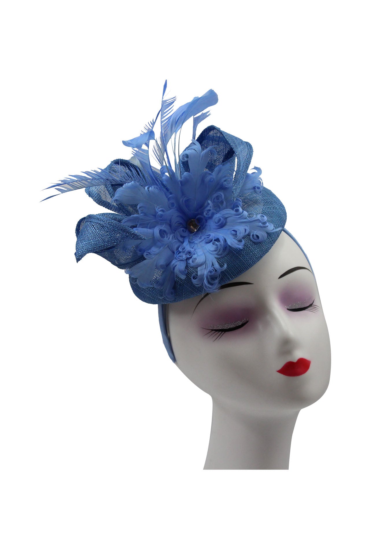 Round Pillbox Feather Flower Centered Fascinator for Elegant Occasions