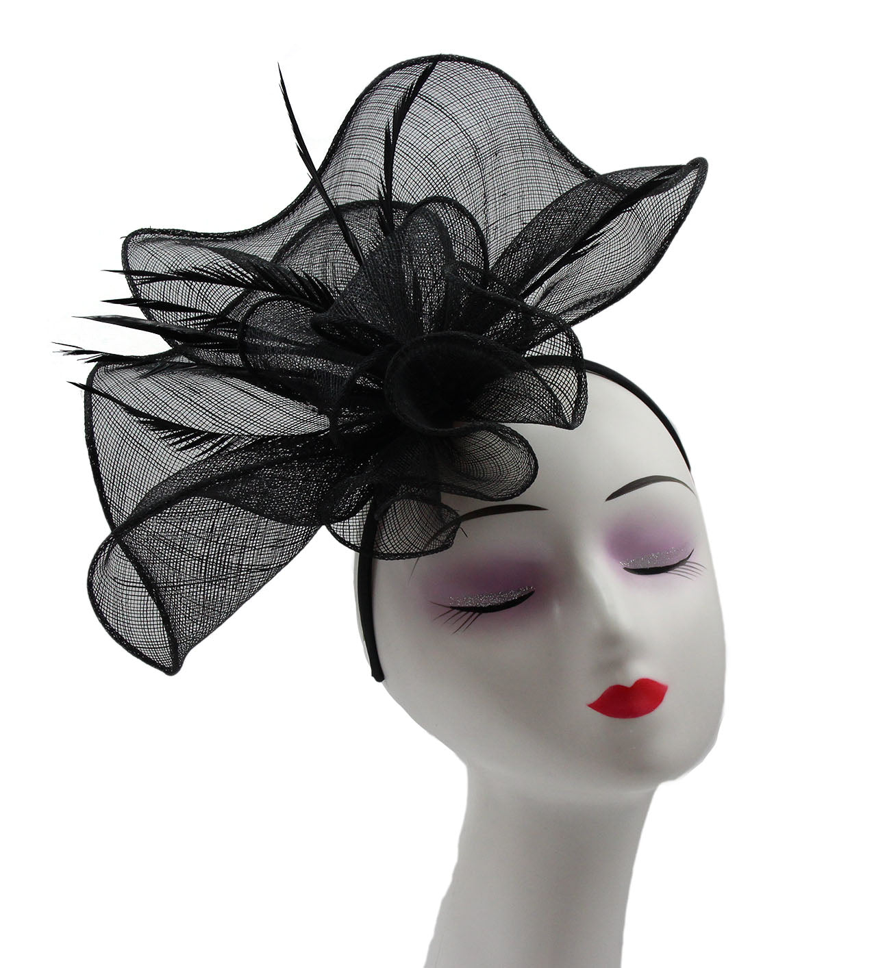 Ruffles Trimmed Edge Sinamay Fascinator in Elegant Colors for Special Occasions