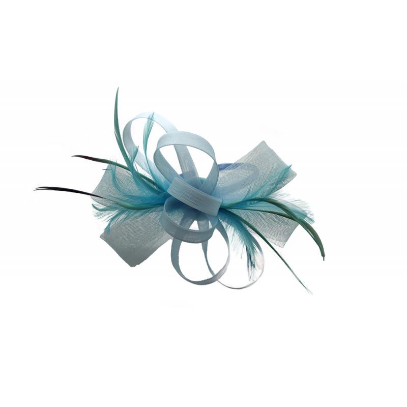 Loop Bow Fascinator with Feathers - Synthetic Curls & Ribbons
