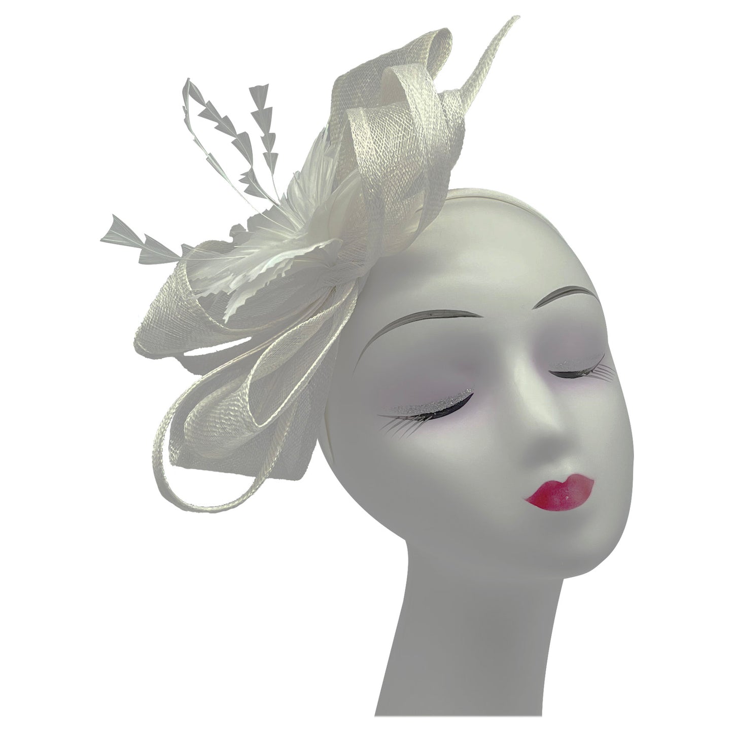 Curly Sinamy Fascinator with Feather Flower - Sinamay Material, 27cm Base, Includes Headband & Clip, Versatile for Any Occasion