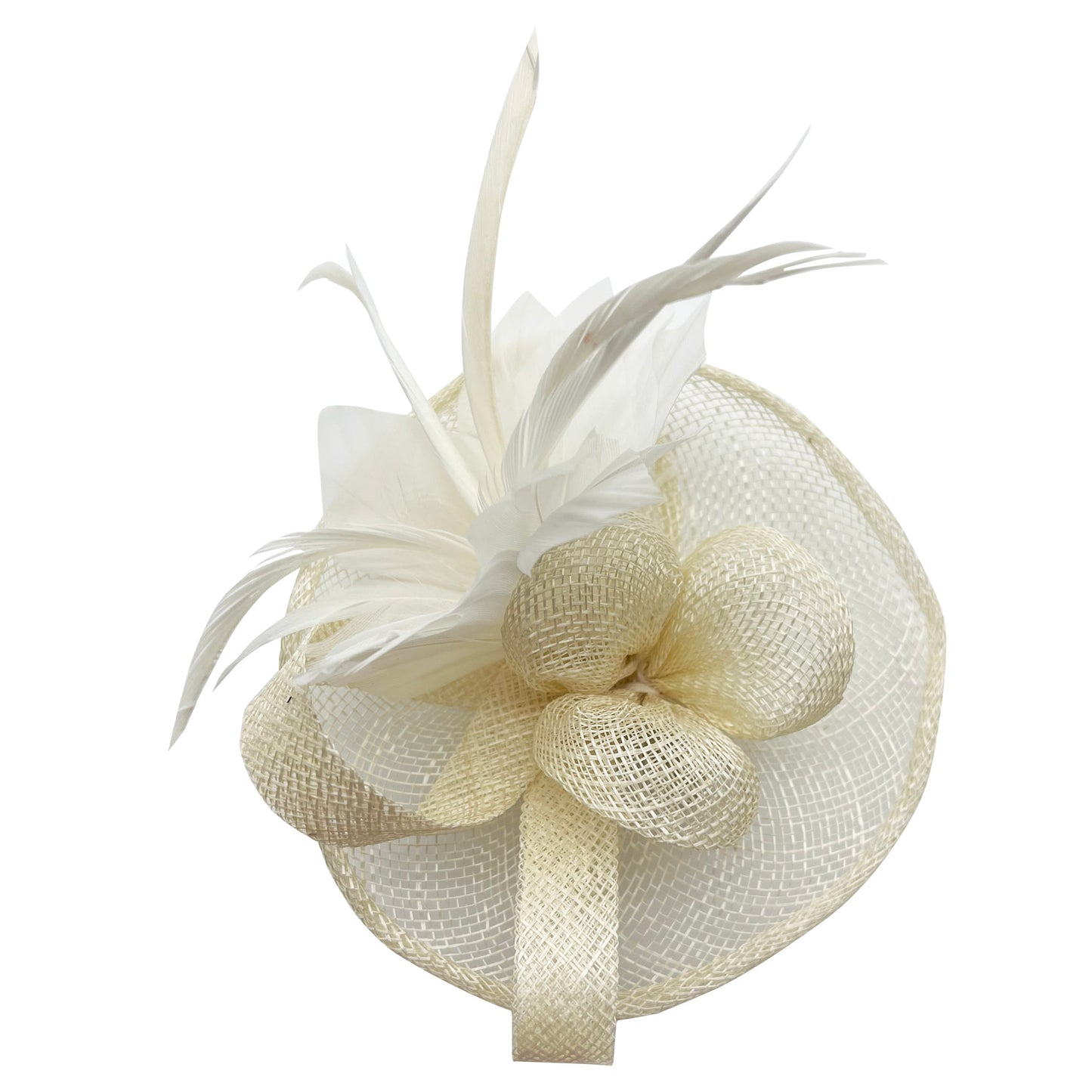 Small Curly Clip-on Sinamay Fascinator with Feather Flower