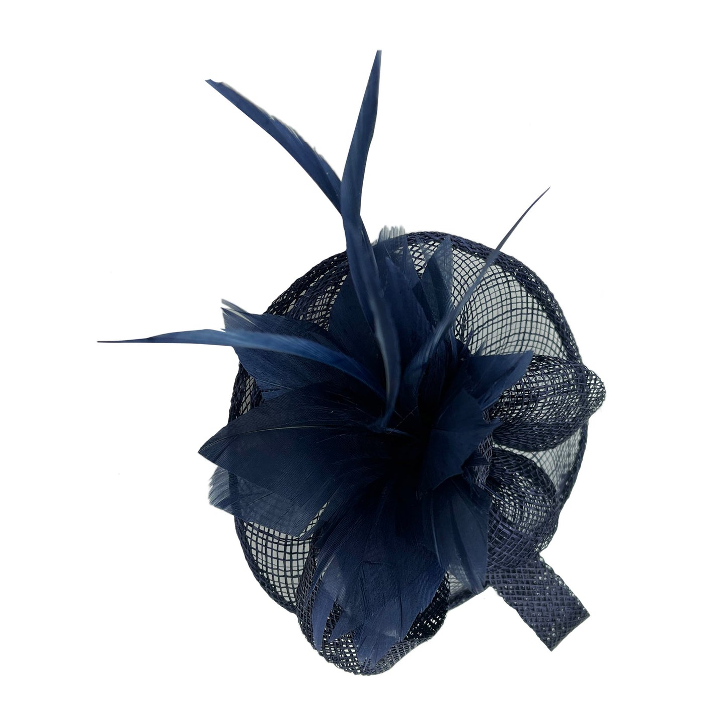 Small Curly Clip-on Sinamay Fascinator with Feather Flower