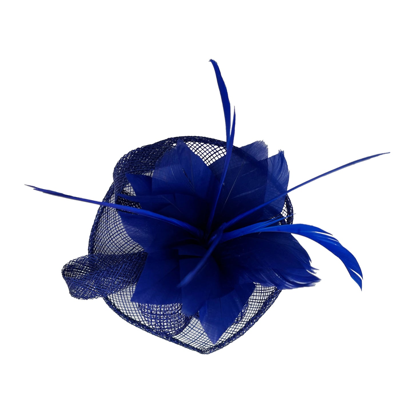 Small Curly Clip-on Sinamay Fascinator with Feather Flower