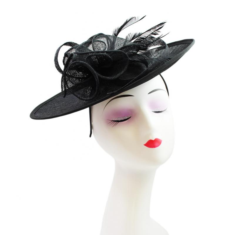 Large Sinamay Hatinator with Flower and Feather in Vibrant Colors for Special Occasions
