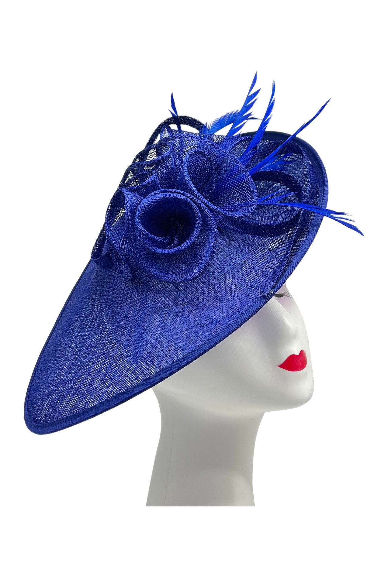 Large Sinamay Hatinator with Flower and Feather in Vibrant Colors for Special Occasions
