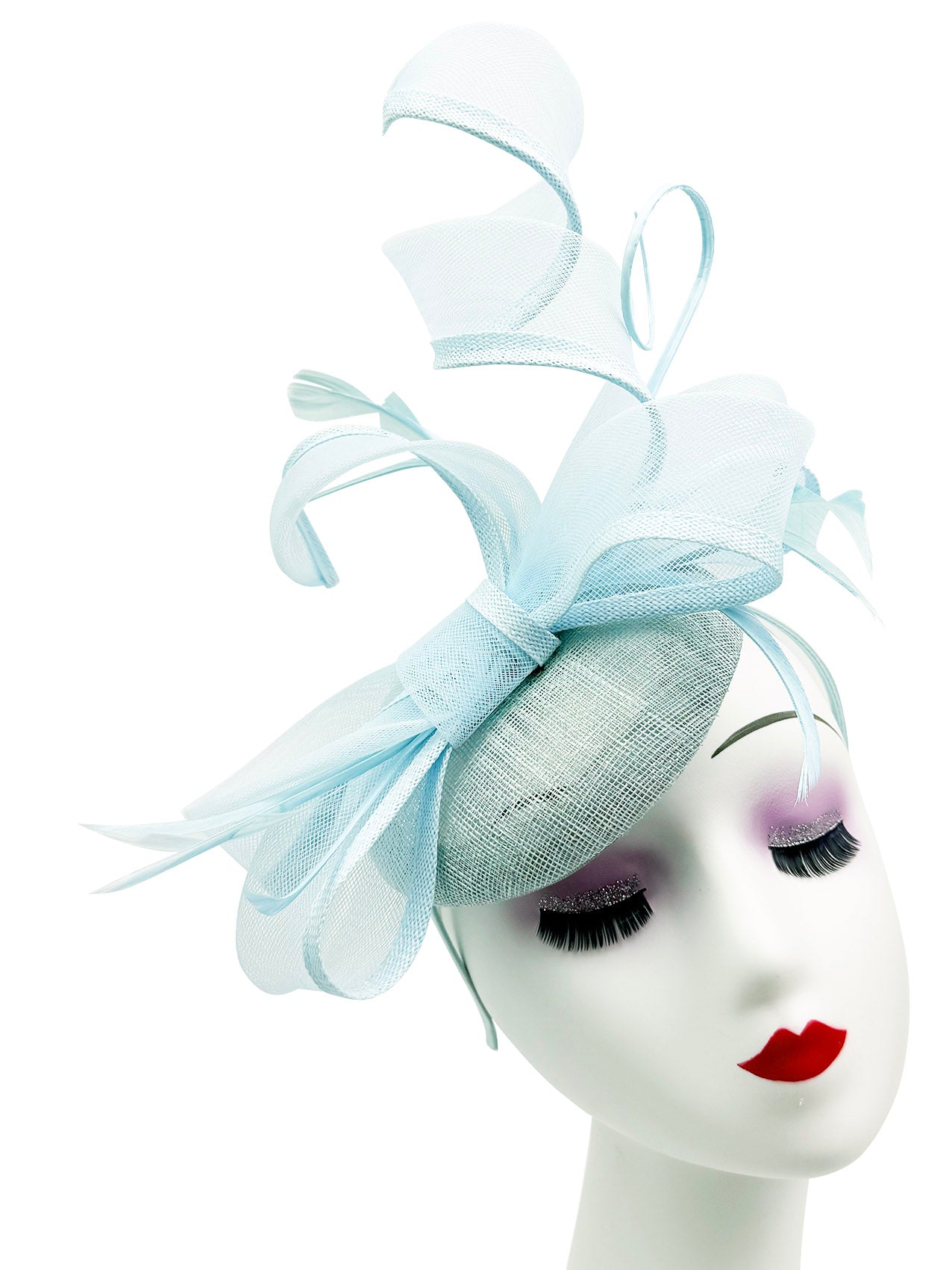 Round Pill Box Fascinator with Bow & Feathers Detailing