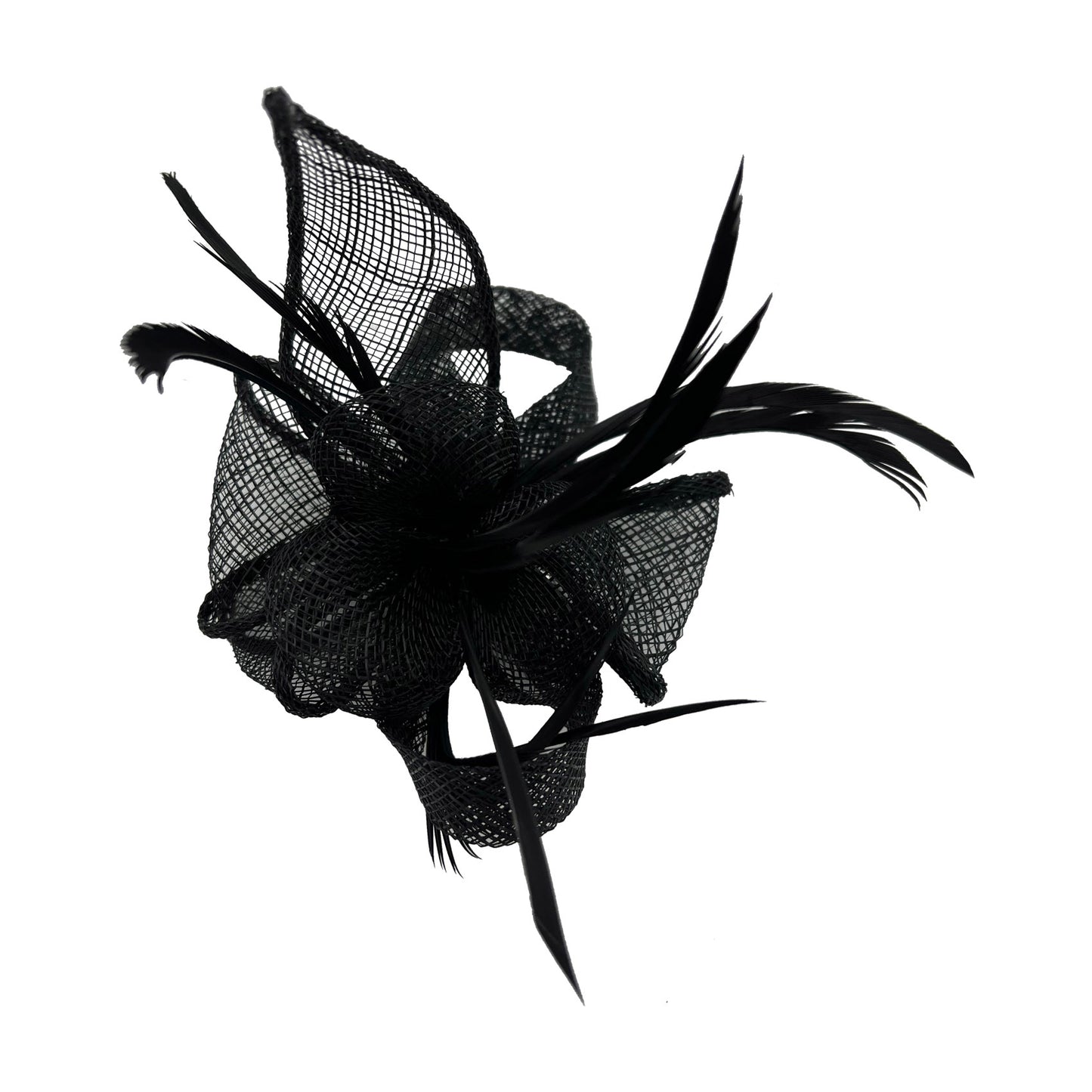 Small Curly Sinamay Clip-On Fascinator with Feather Elegant Design Secure Clip-On Style Feather Accent Versatile for Weddings Parties