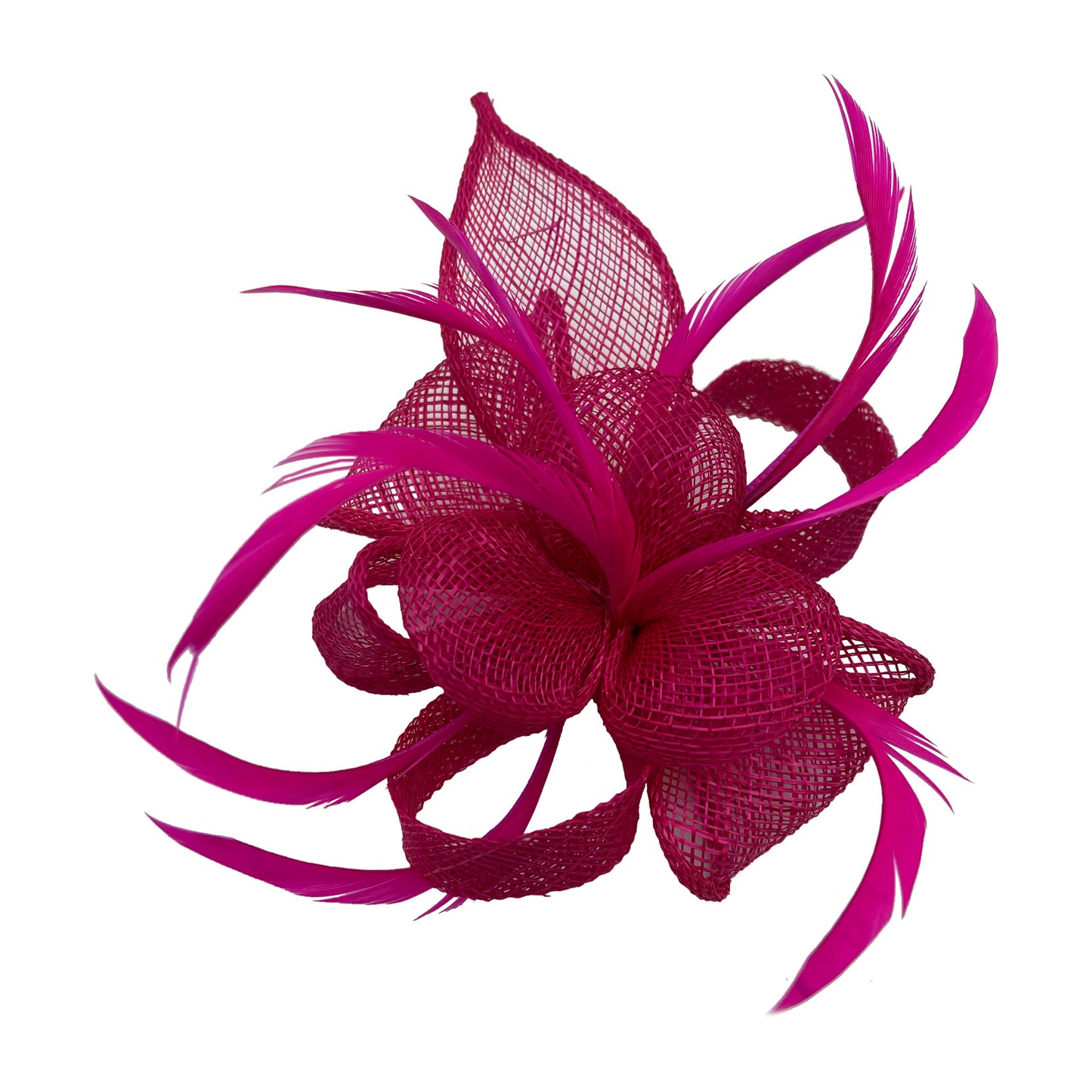Small Curly Sinamay Clip-On Fascinator with Feather Elegant Design Secure Clip-On Style Feather Accent Versatile for Weddings Parties