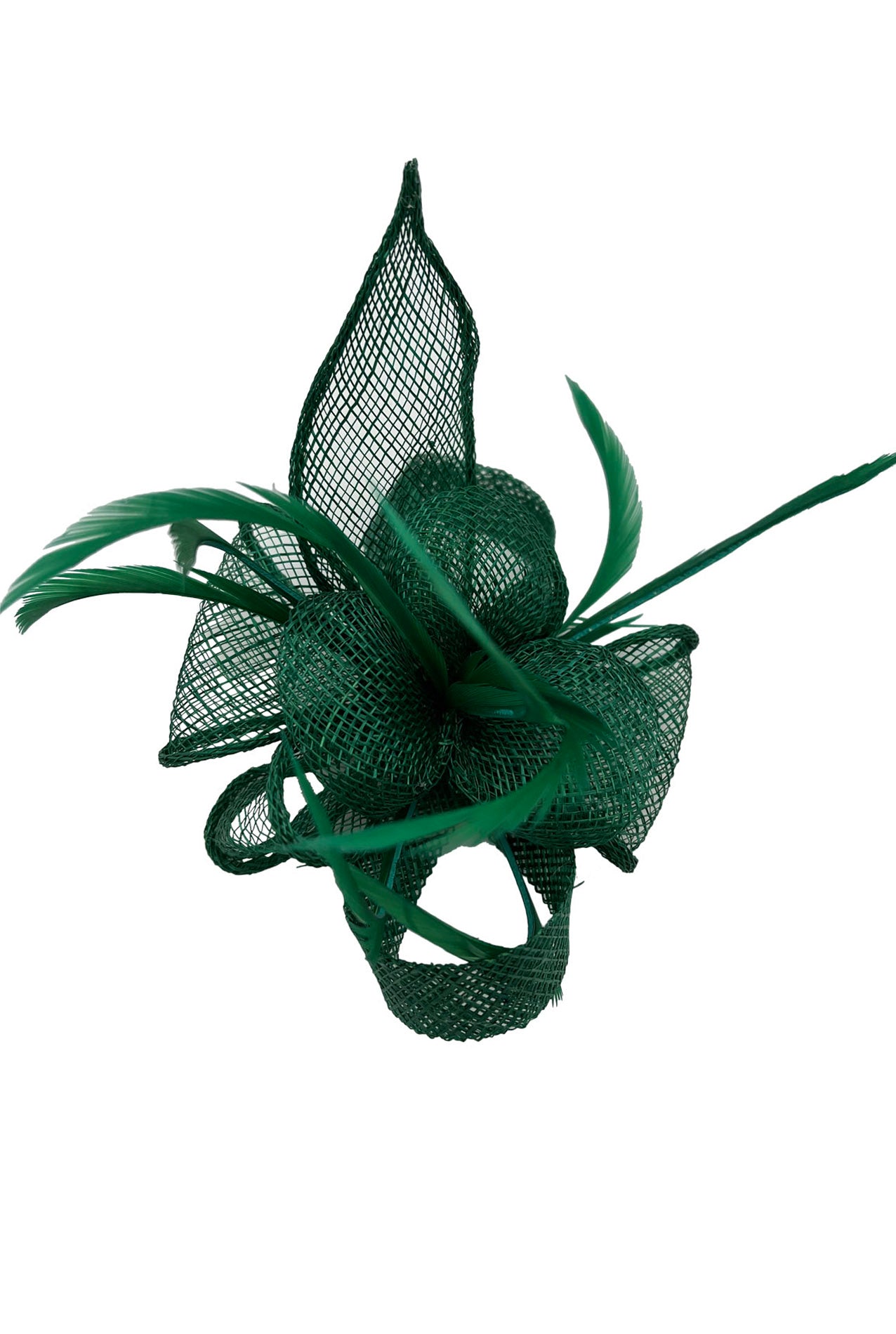 Small Curly Sinamay Clip-On Fascinator with Feather Elegant Design Secure Clip-On Style Feather Accent Versatile for Weddings Parties
