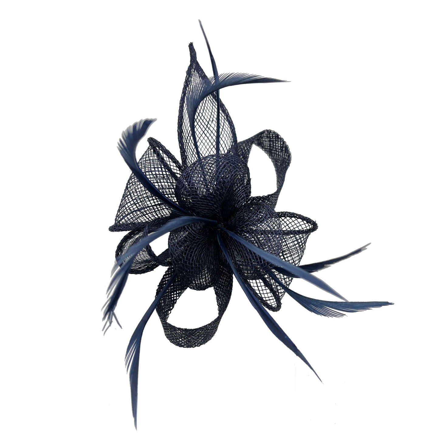 Small Curly Sinamay Clip-On Fascinator with Feather Elegant Design Secure Clip-On Style Feather Accent Versatile for Weddings Parties