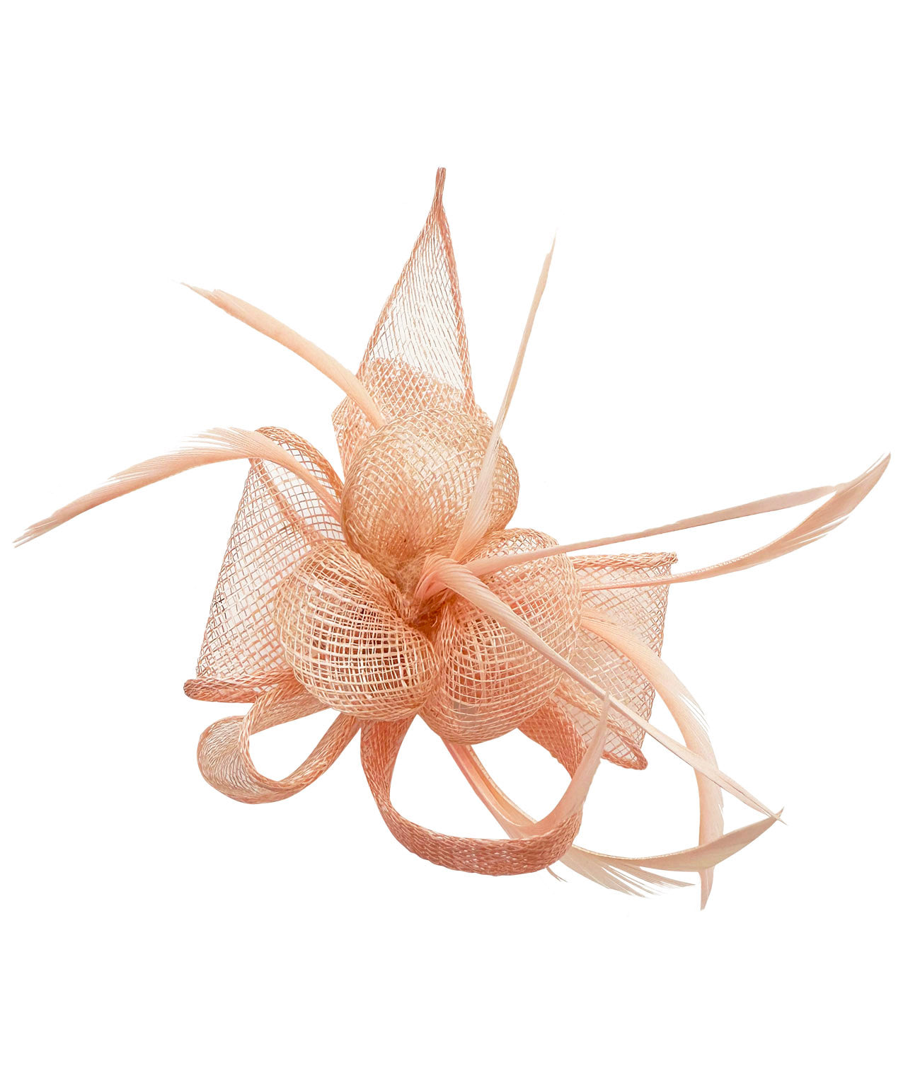 Small Curly Sinamay Clip-On Fascinator with Feather Elegant Design Secure Clip-On Style Feather Accent Versatile for Weddings Parties