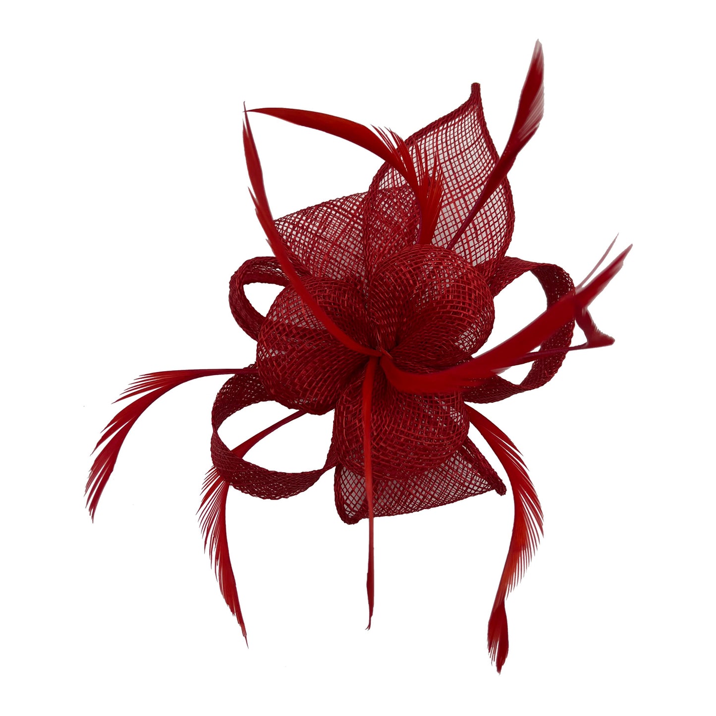 Small Curly Sinamay Clip-On Fascinator with Feather Elegant Design Secure Clip-On Style Feather Accent Versatile for Weddings Parties
