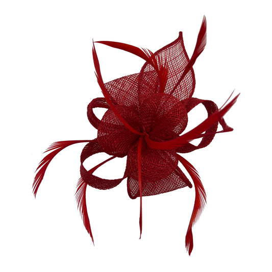Small Curly Sinamay Clip-On Fascinator with Feather Elegant Design Secure Clip-On Style Feather Accent Versatile for Weddings Parties