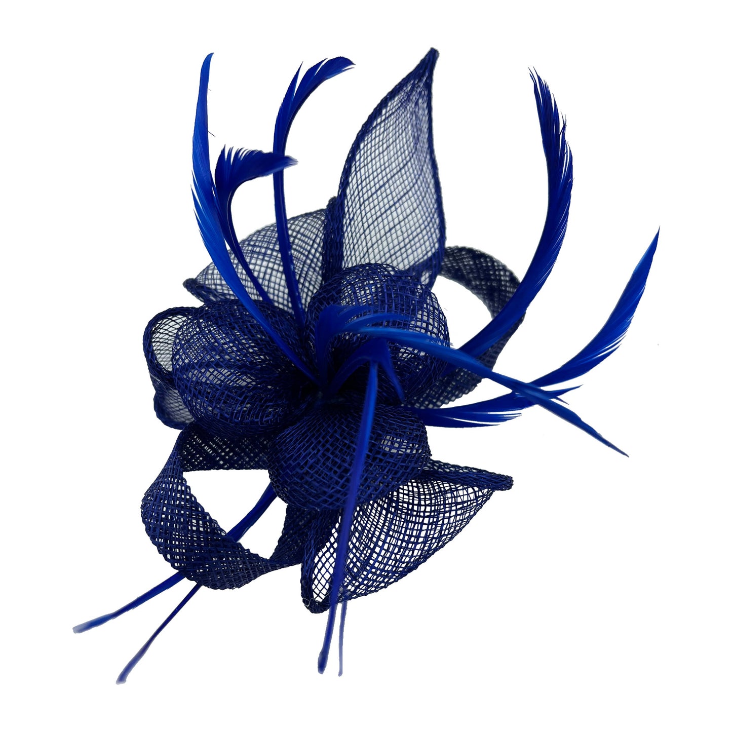 Small Curly Sinamay Clip-On Fascinator with Feather Elegant Design Secure Clip-On Style Feather Accent Versatile for Weddings Parties