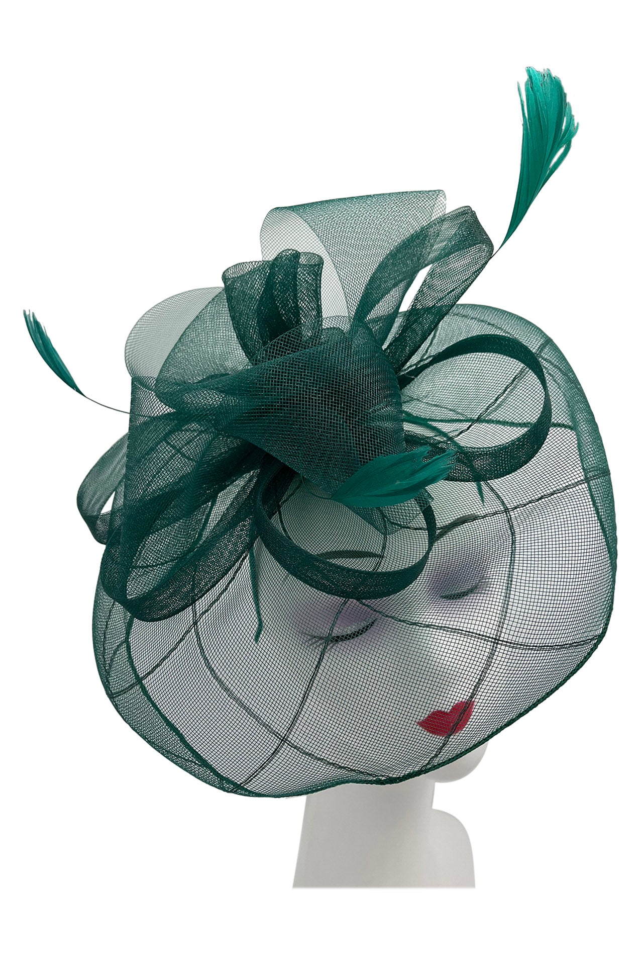 Large Mesh Fascinator with Center Flower & Popping Feathers