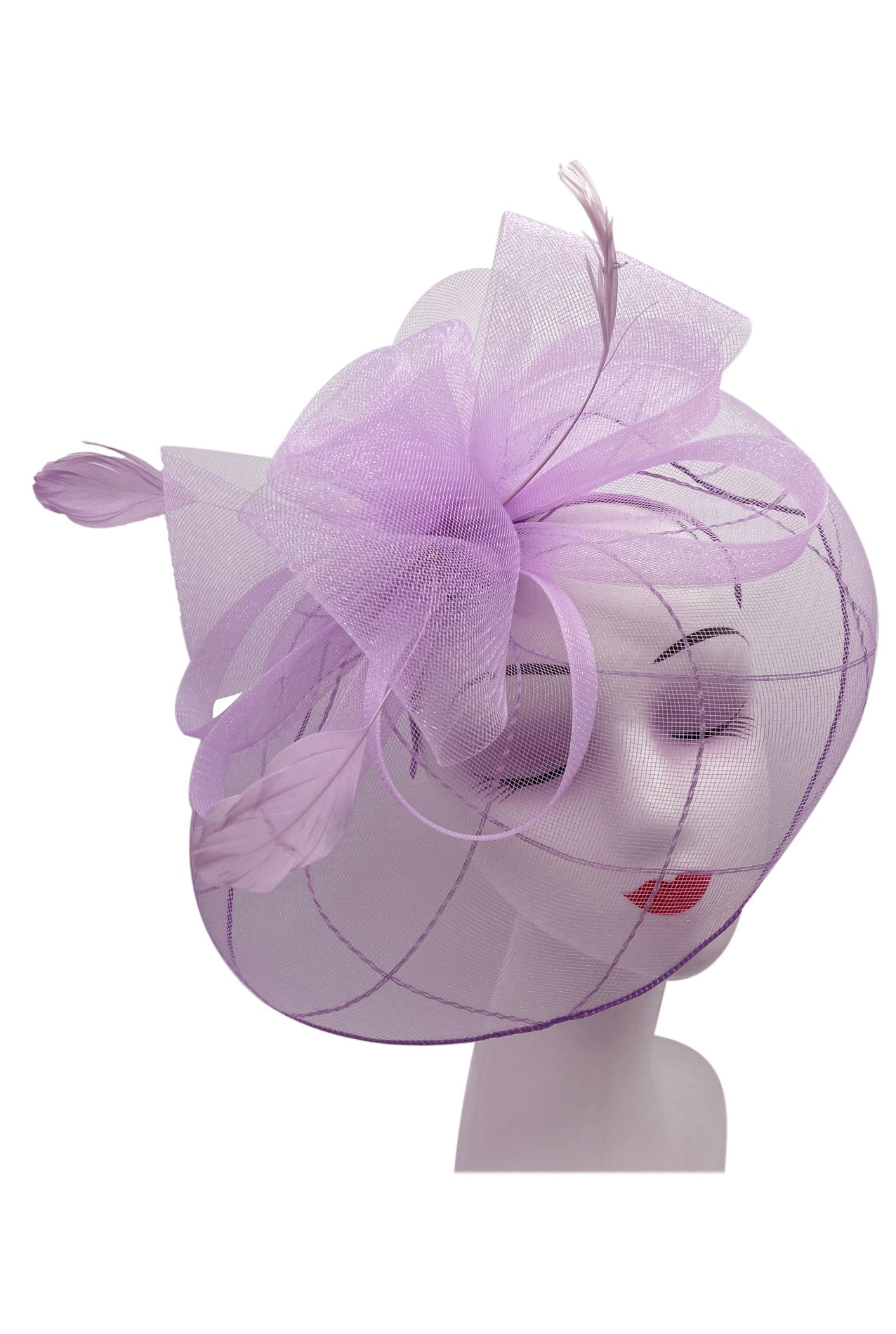 Large Mesh Fascinator with Center Flower & Popping Feathers