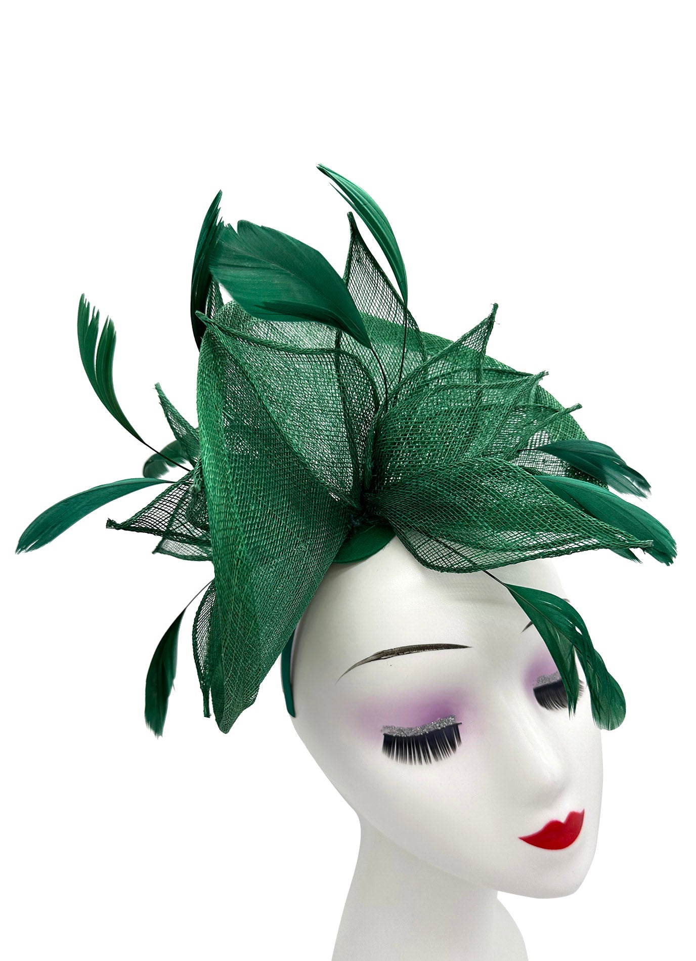 Asymmetric Twisted Shaped Flowers and Feathers Burst Fascinator for Special Occasions