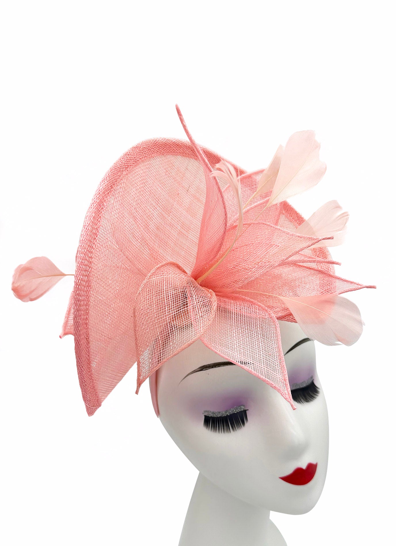 Asymmetric Twisted Shaped Flowers and Feathers Burst Fascinator for Special Occasions