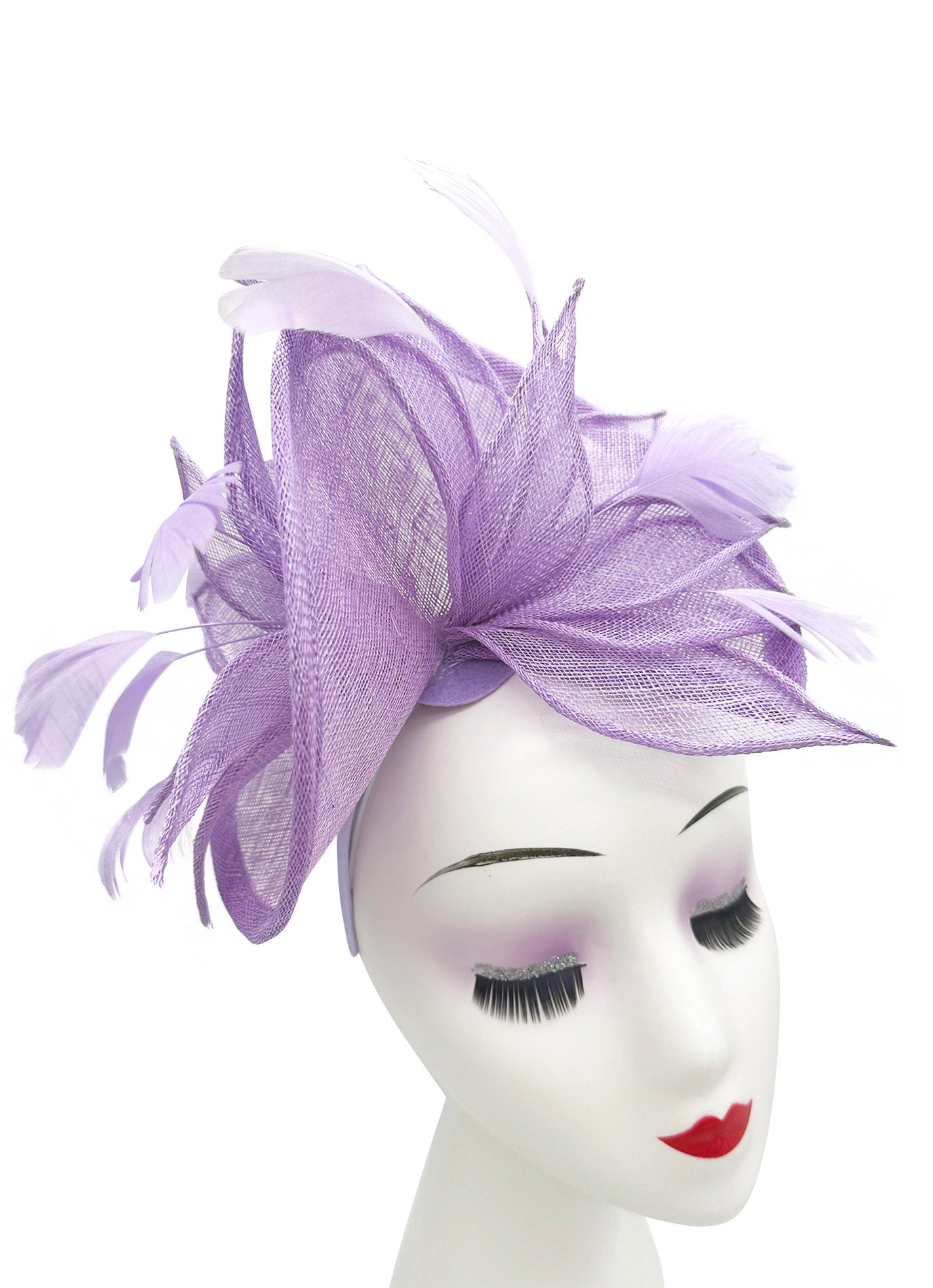 Asymmetric Twisted Shaped Flowers and Feathers Burst Fascinator for Special Occasions