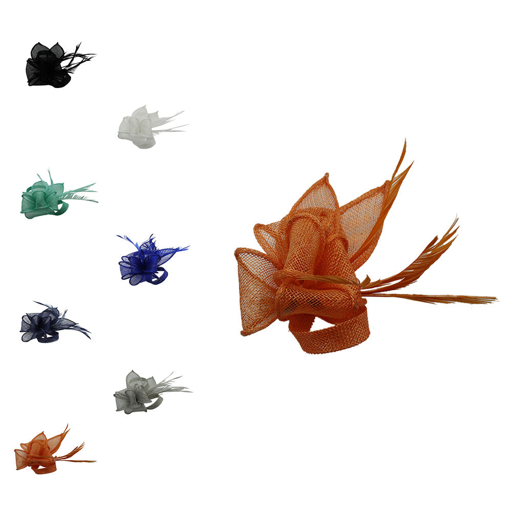 Ladies Tilted Flower Sinamay Fascinator - Elegant Design for Various Occasions, Brooch Pin & Clip Attachment