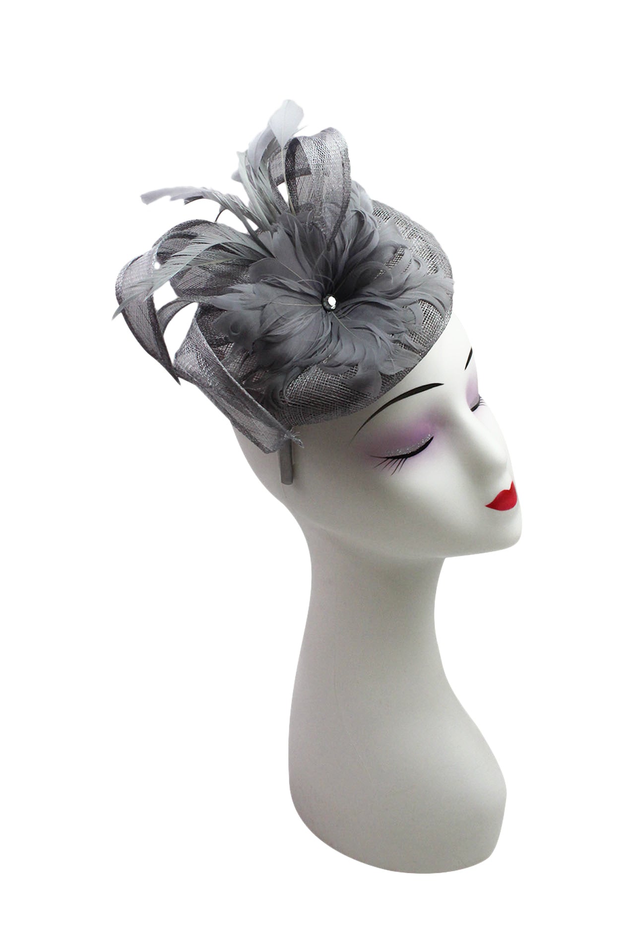 Round Pillbox Feather Flower Centered Fascinator for Elegant Occasions