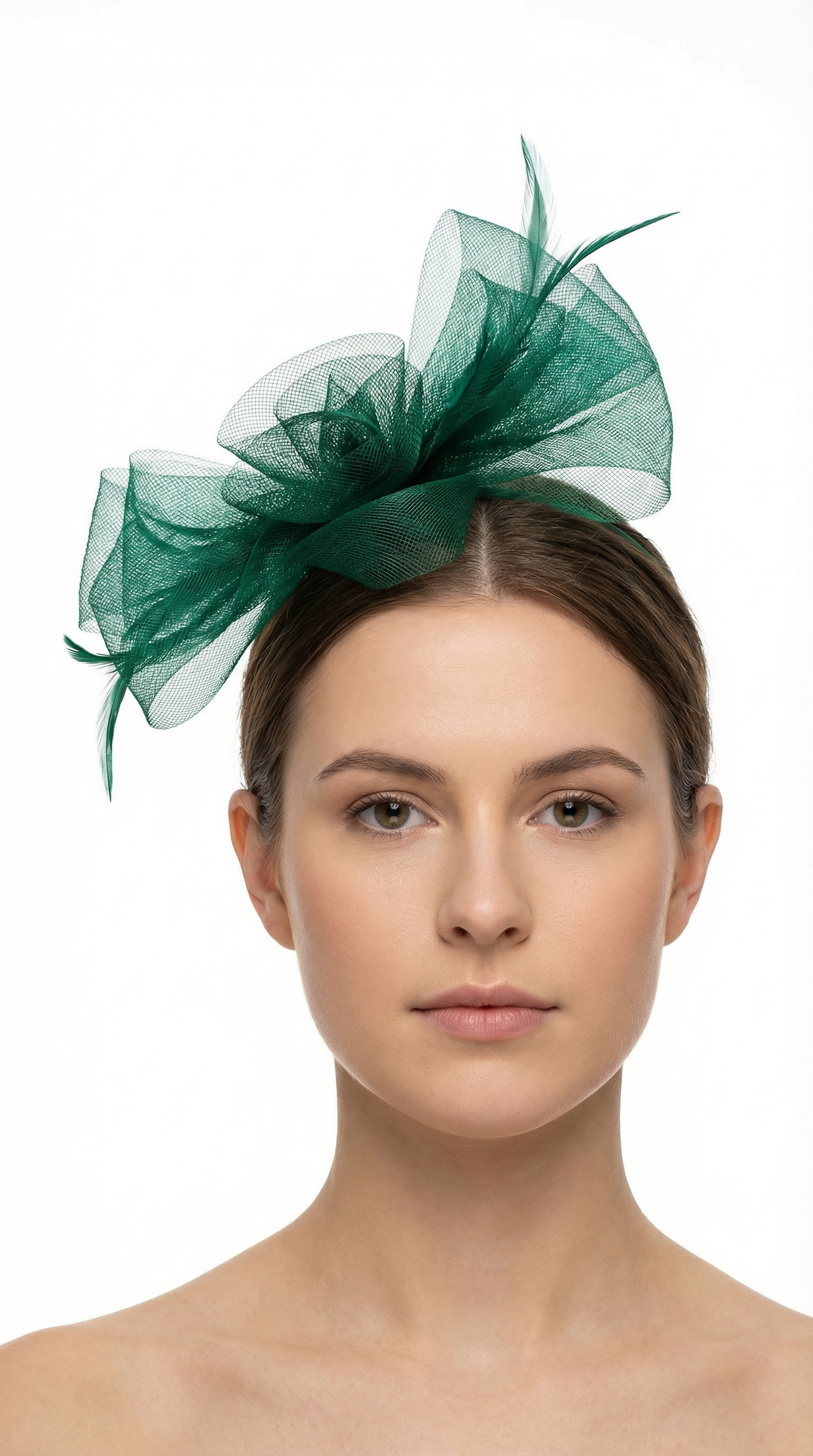Large Folded Bow Knot Fascinator with Synthetic Curls & Feathers Elegant Design with Headband and Clip for Stylish Accessory