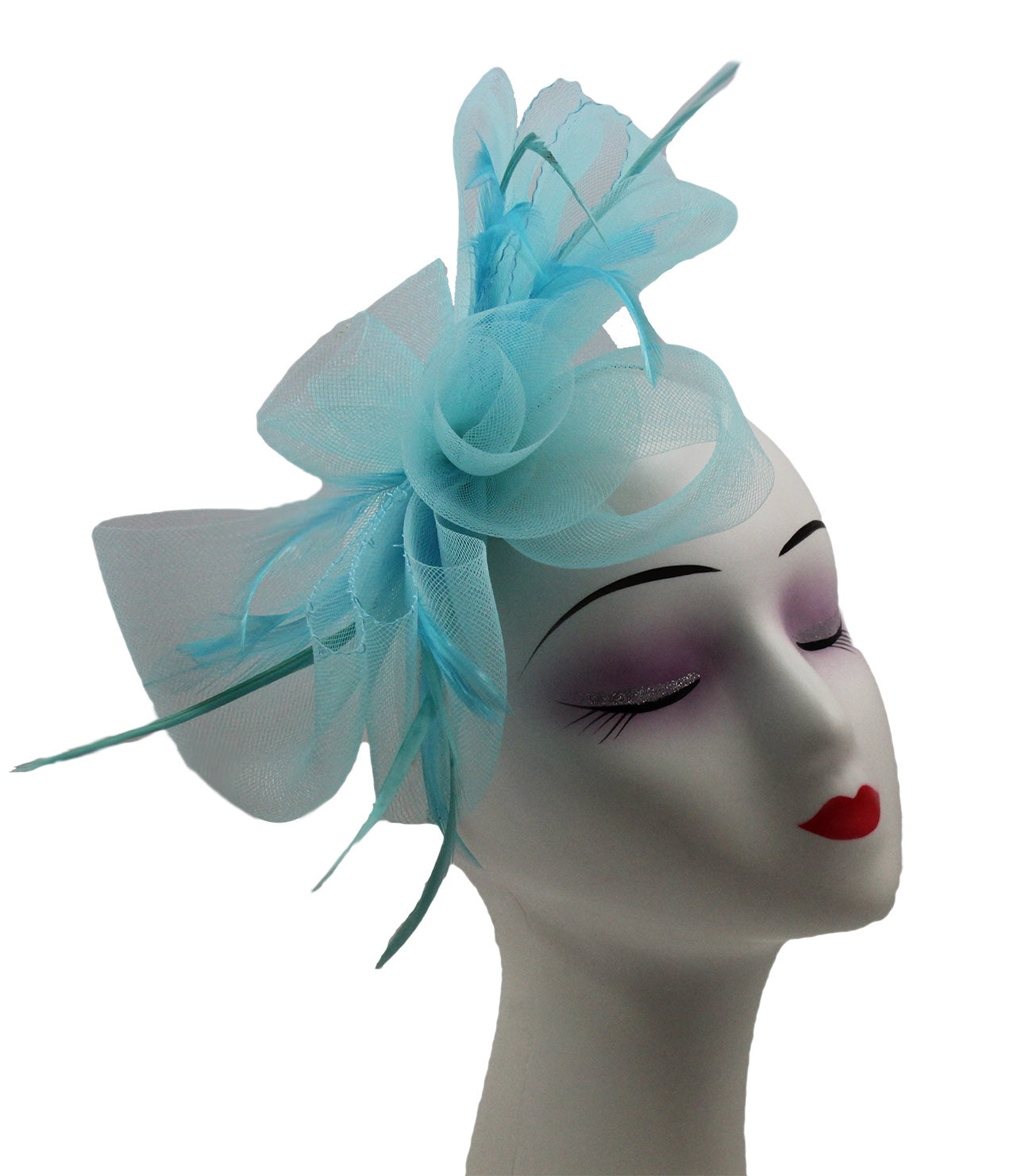 Large Folded Bow Knot Fascinator with Synthetic Curls & Feathers Elegant Design with Headband and Clip for Stylish Accessory