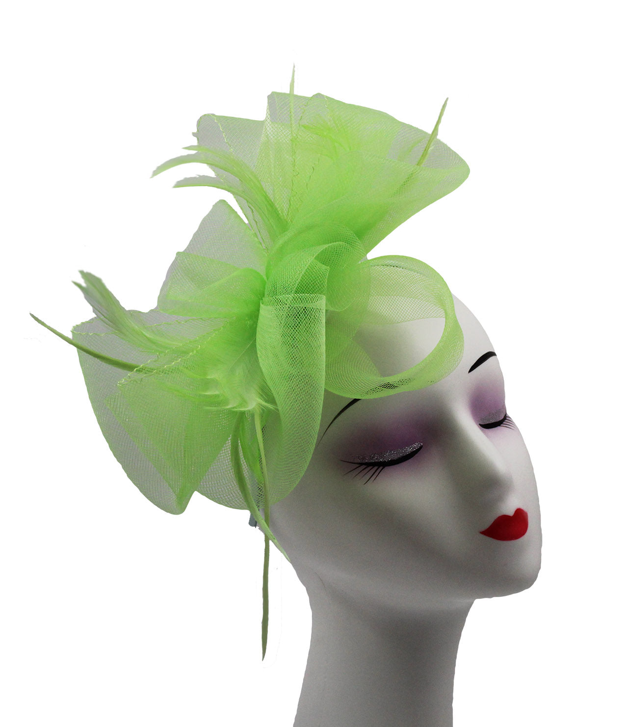 Large Folded Bow Knot Fascinator with Synthetic Curls & Feathers Elegant Design with Headband and Clip for Stylish Accessory