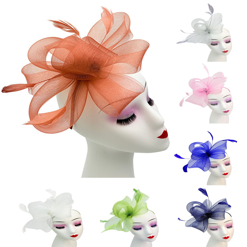 Flower & Feathers Detailed Fascinator Hat with Headband and Clip in Vibrant Colors for Special Occasions
