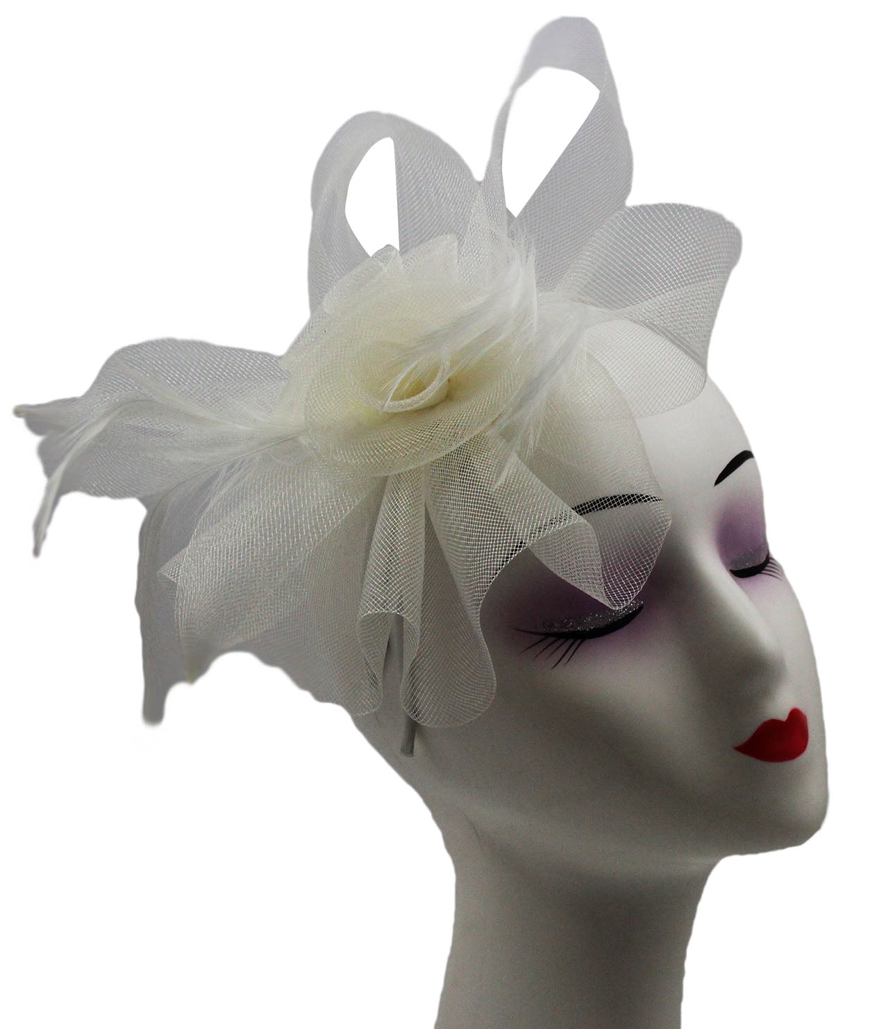Folded Bow Fascinator with Tipped Feathers