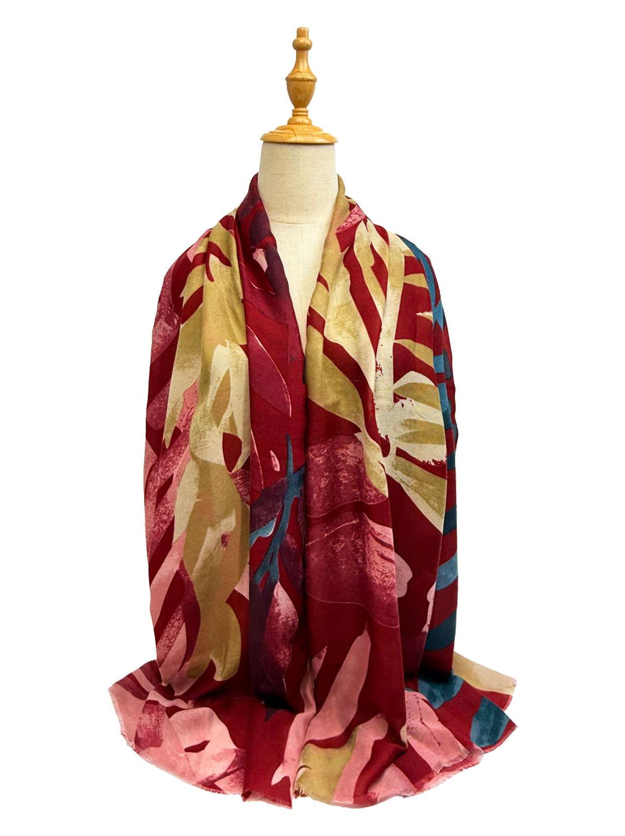 New Coming Winter Fashion Scarf with Vibrant Leaf Print for Stylish Warmth in Bold Colors