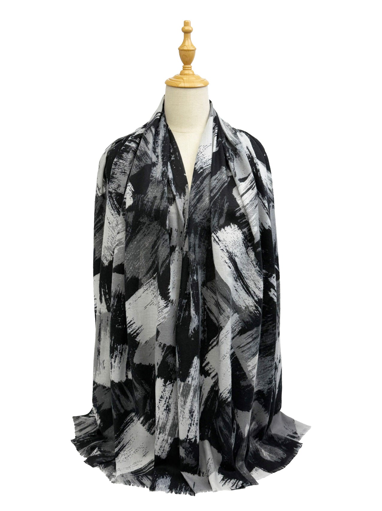New Coming Winter Fashion Scarf Stylish Black & White Abstract Print Shawl for Women Elegant and Versatile Accessory