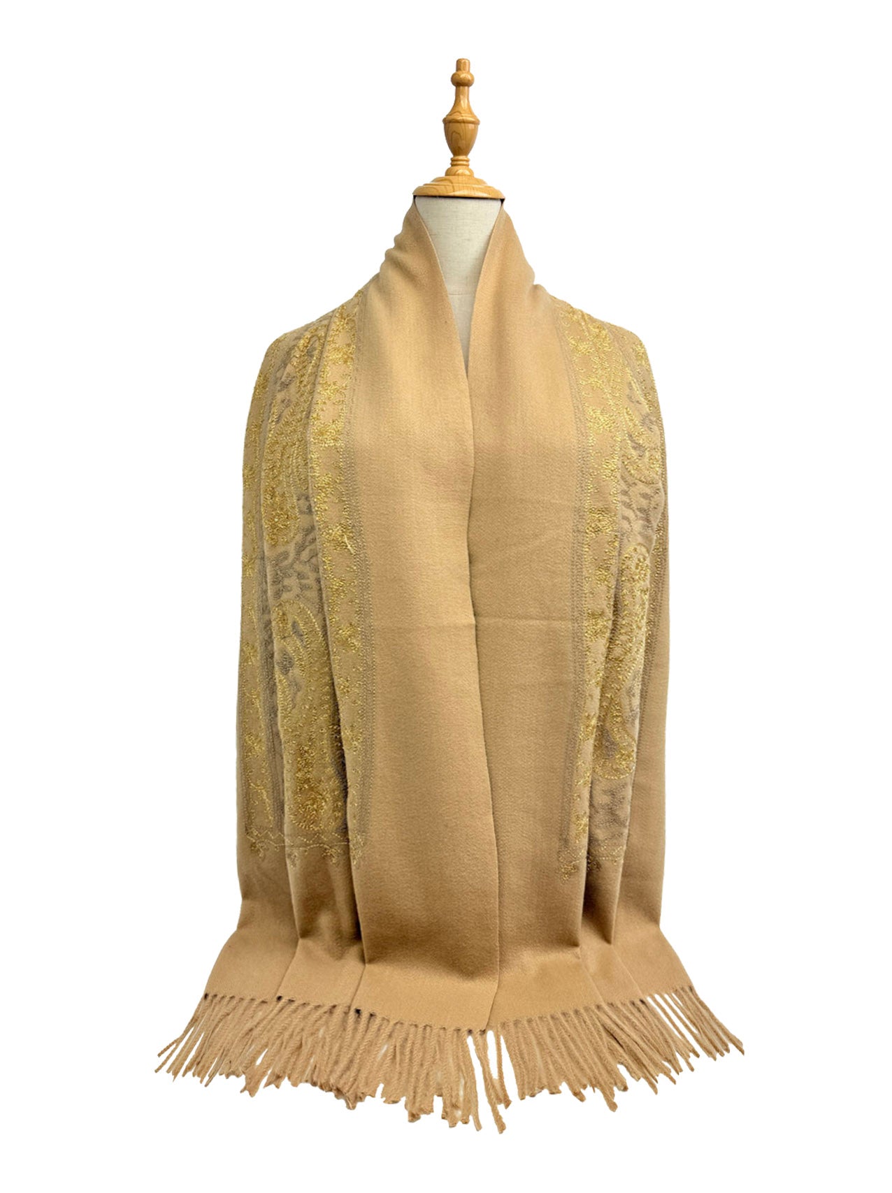 New Coming Winter Fashion Scarf with Gold Embroidery and Fringe Detail for Women Black and Gold Design