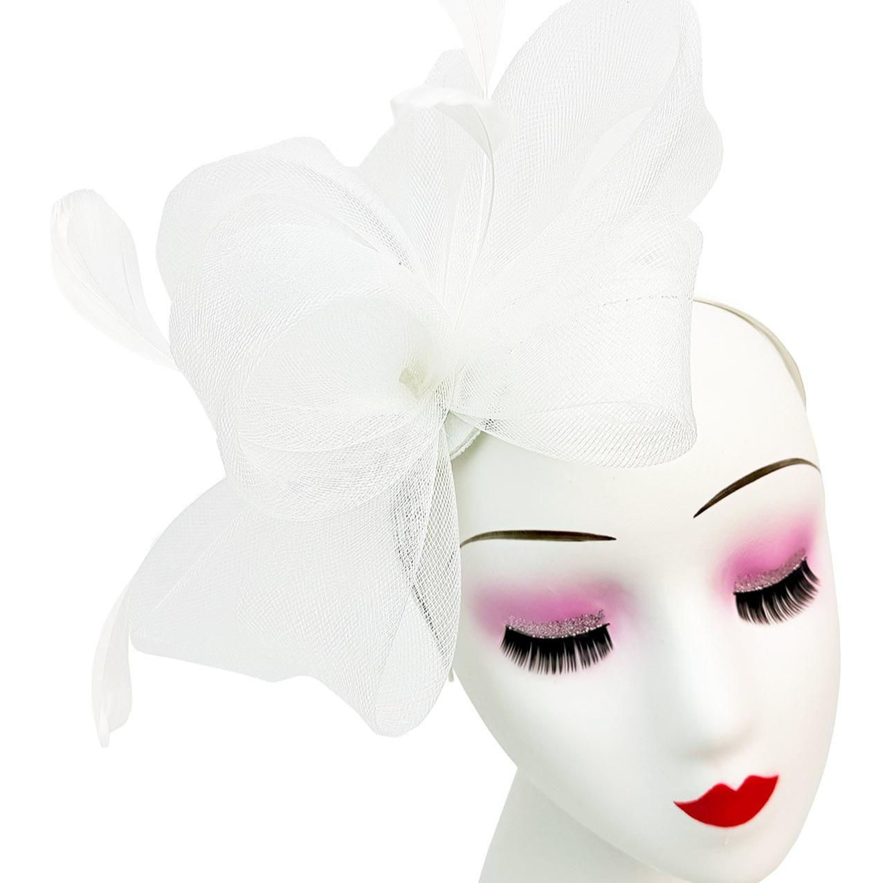 Flower & Feathers Detailed Fascinator Hat with Headband and Clip in Vibrant Colors for Special Occasions